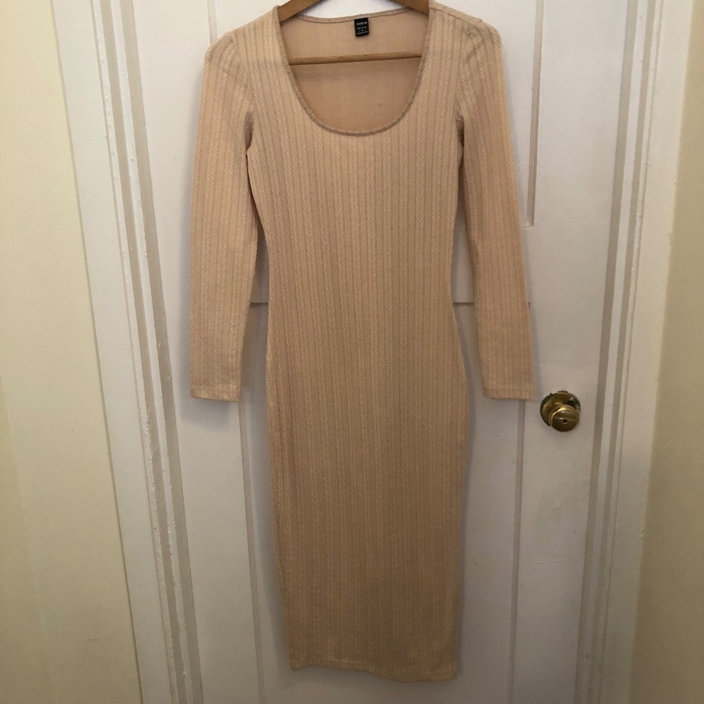 Shein knit long sleeved dress with side slit size small